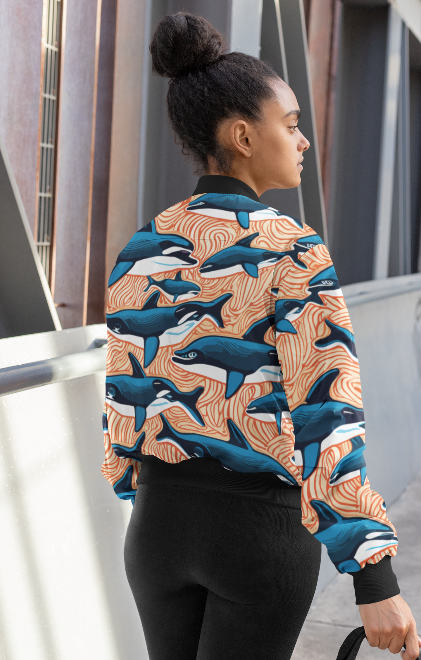 Trippy Killer Whales - Women's AOP Bomber Jacket