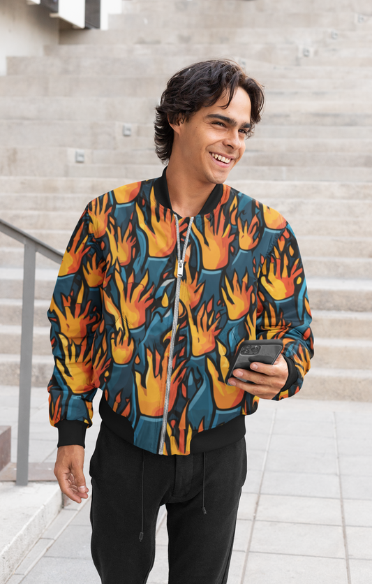 Fiery Fingers - Men's AOP Bomber Jacket