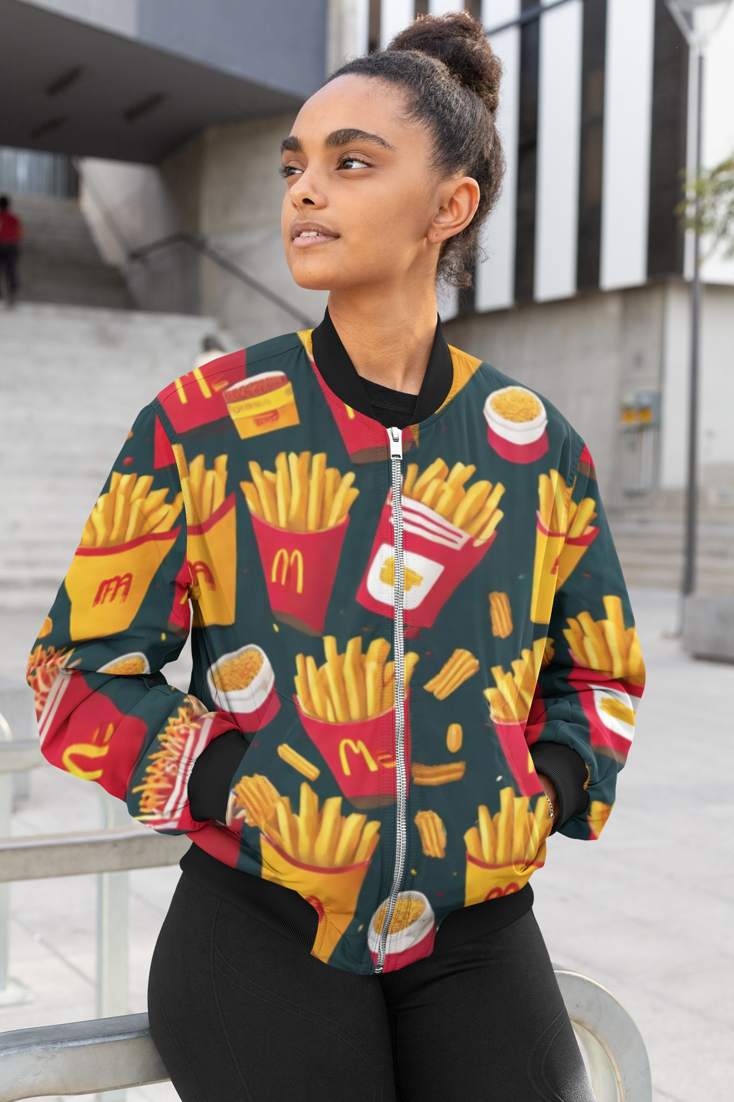 A Girl Who Loves Fries - Women's AOP Bomber Jacket