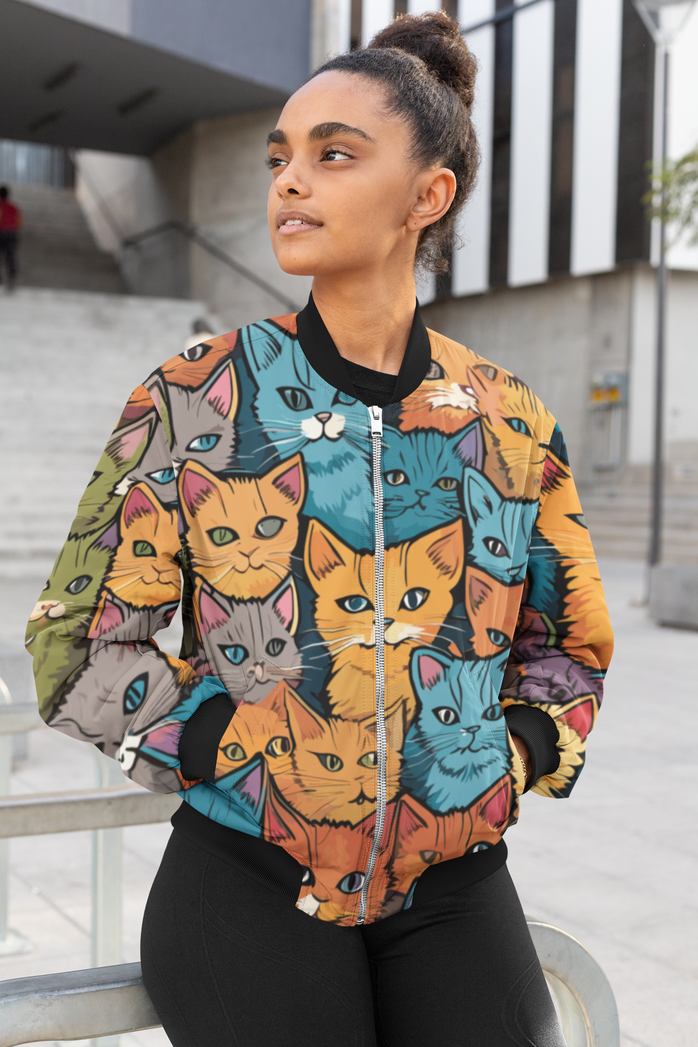 Raining Cats - Women's AOP Bomber Jacket