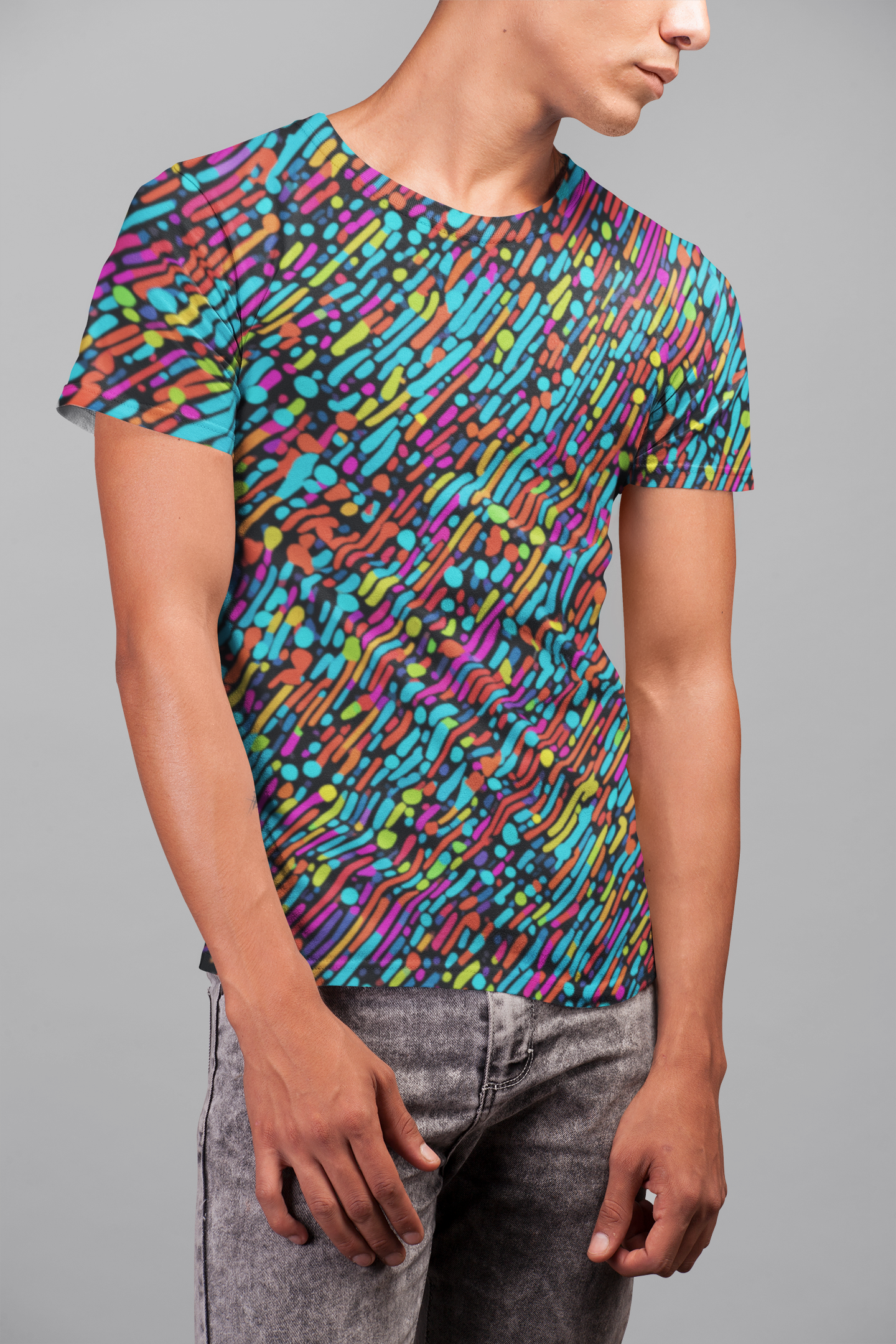 Neon Rush - AOP Men's Half Sleeve Tee