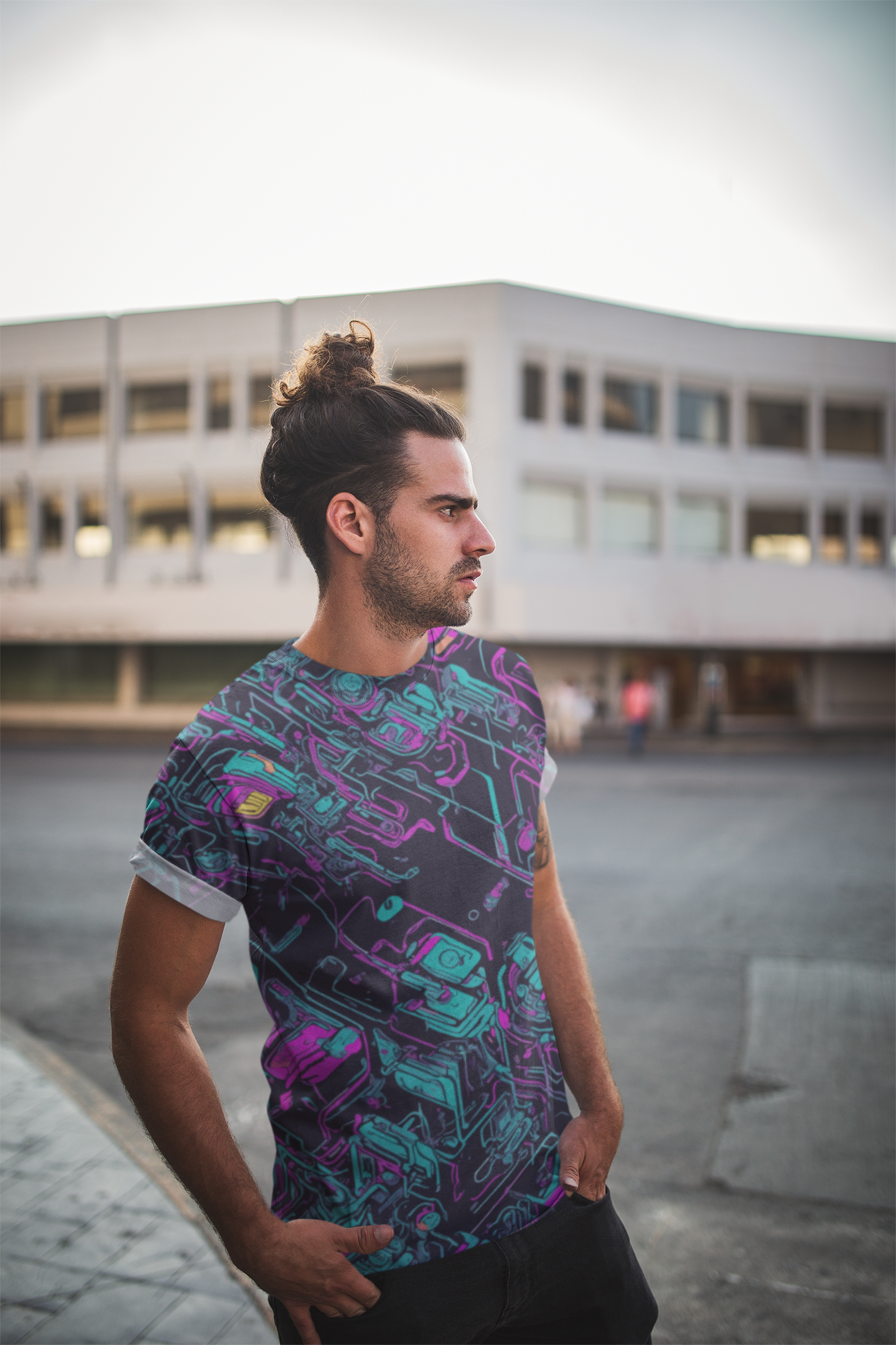 Cyberpunk Matrix - Men's AOP Half Sleeve Tee