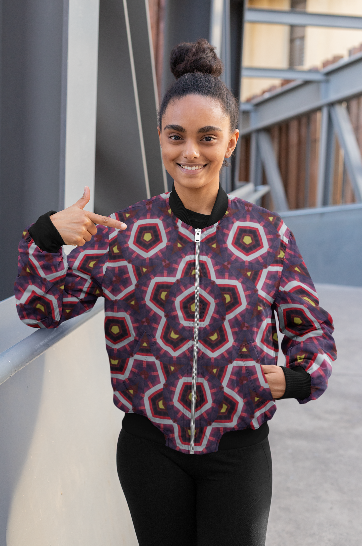 Kaleido Maze - Women's AOP Bomber Jacket