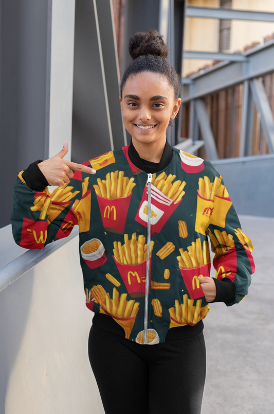 A Girl Who Loves Fries - Women's AOP Bomber Jacket