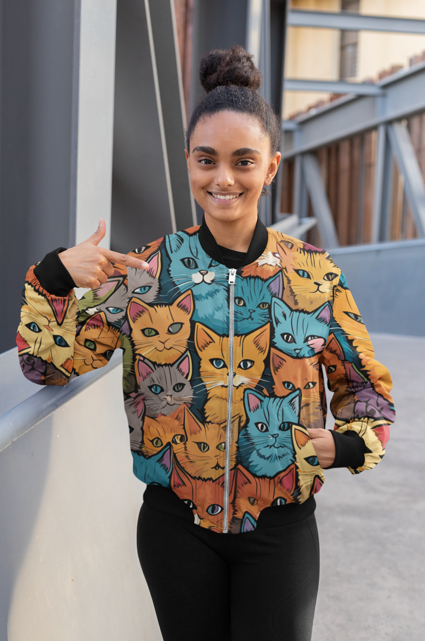 Raining Cats - Women's AOP Bomber Jacket