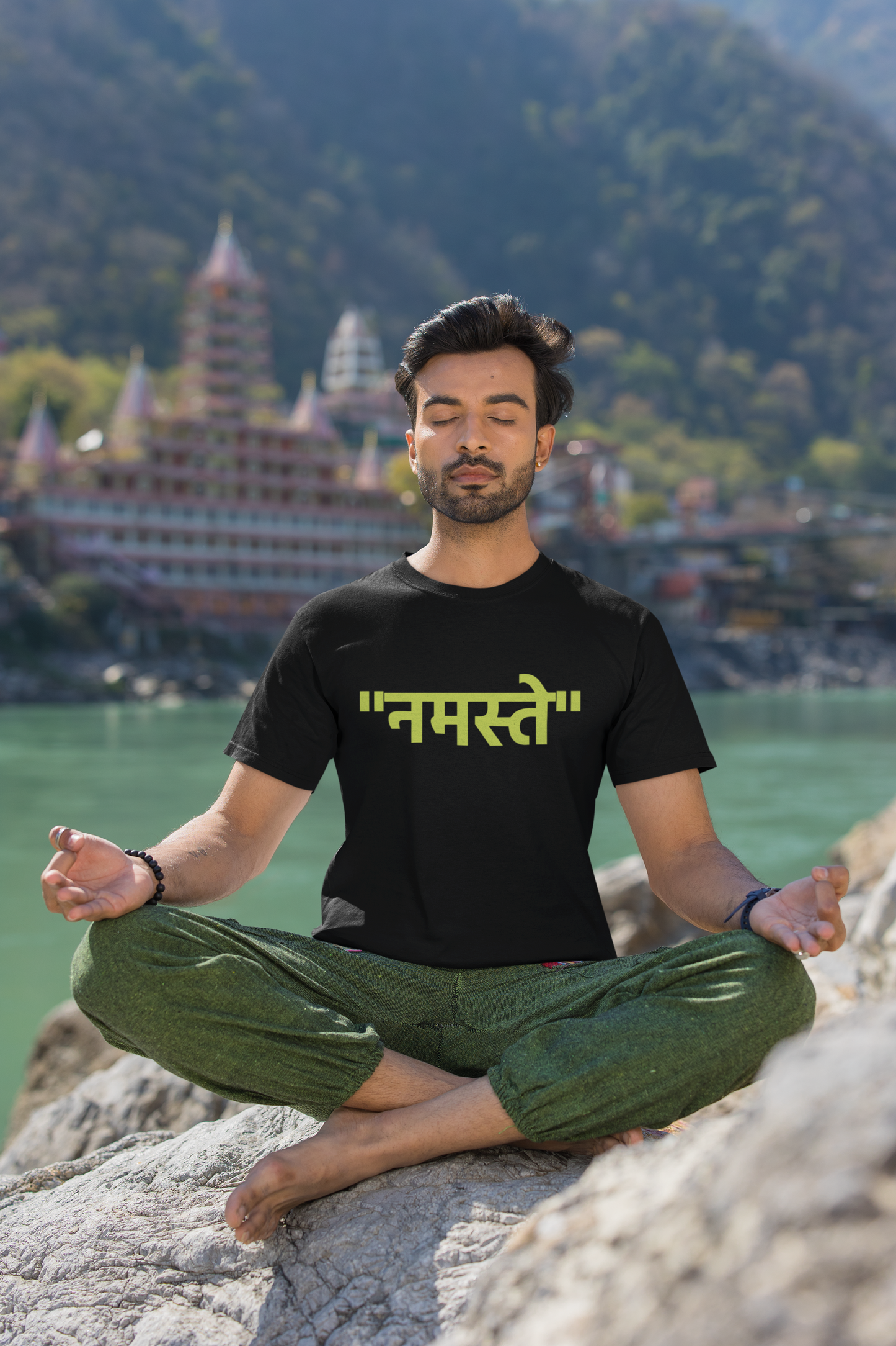 Neon "नमस्ते" - Men's Casual Tee