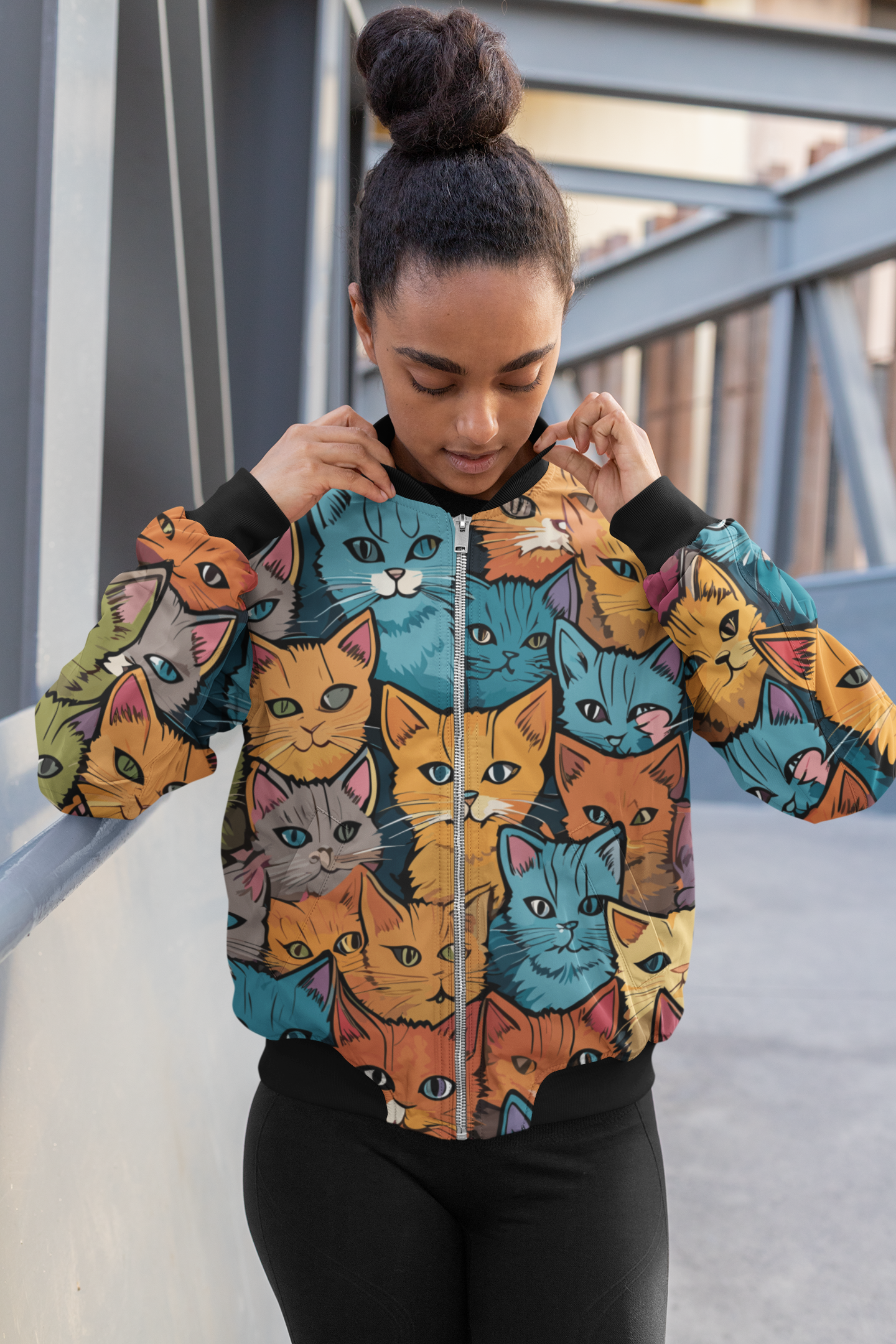 Raining Cats - Women's AOP Bomber Jacket