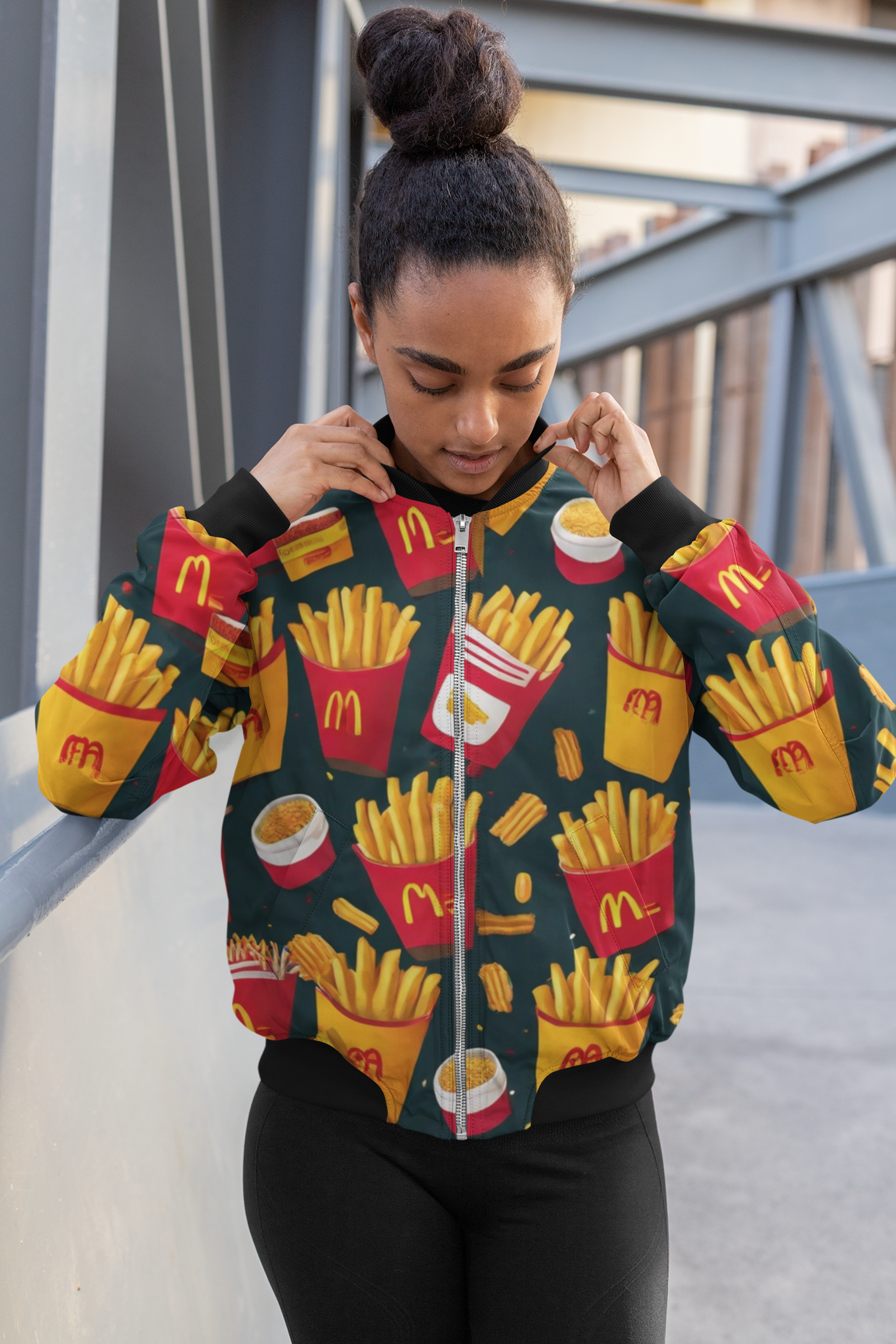 A Girl Who Loves Fries - Women's AOP Bomber Jacket