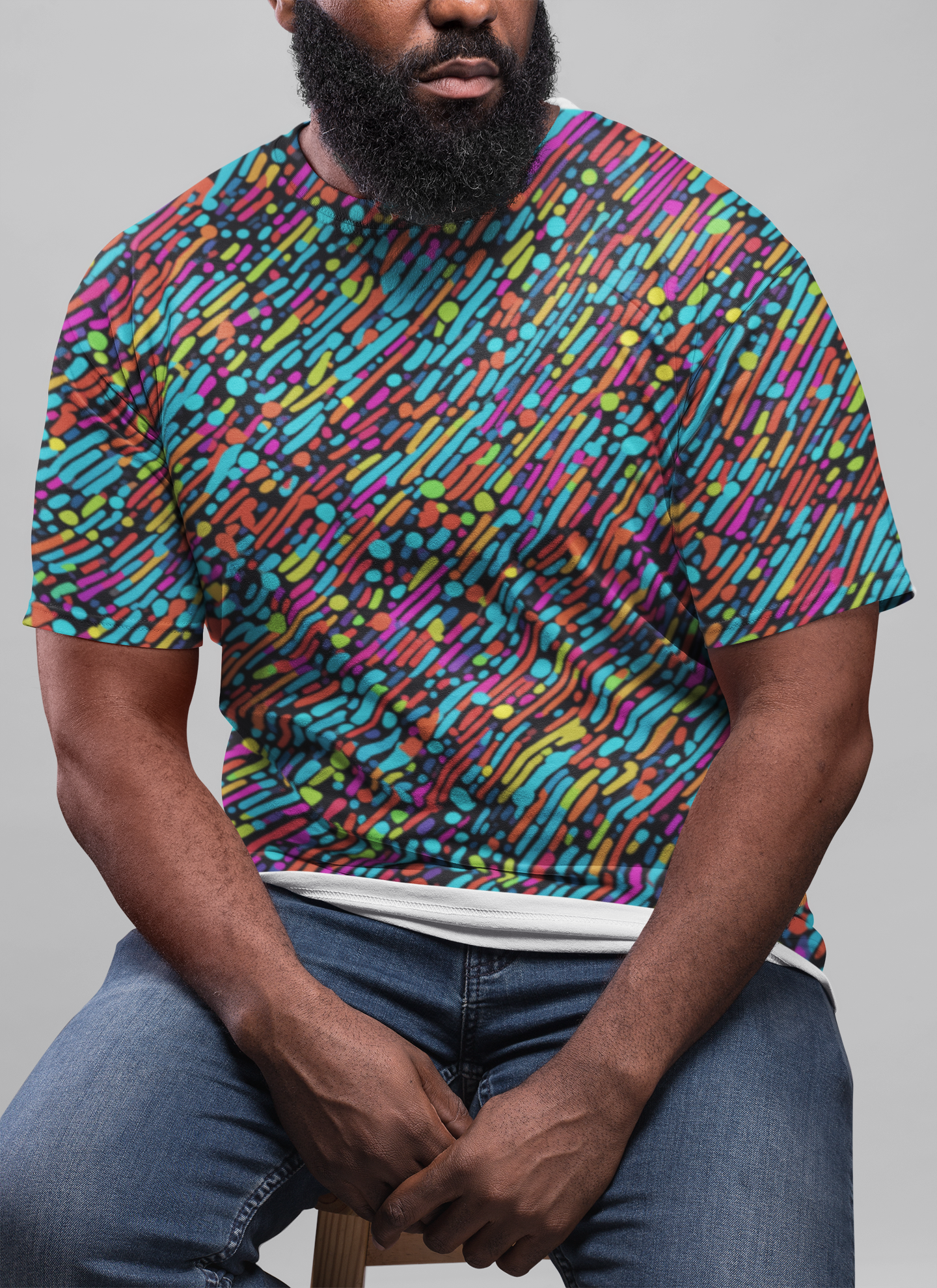 Neon Rush - AOP Men's Half Sleeve Tee