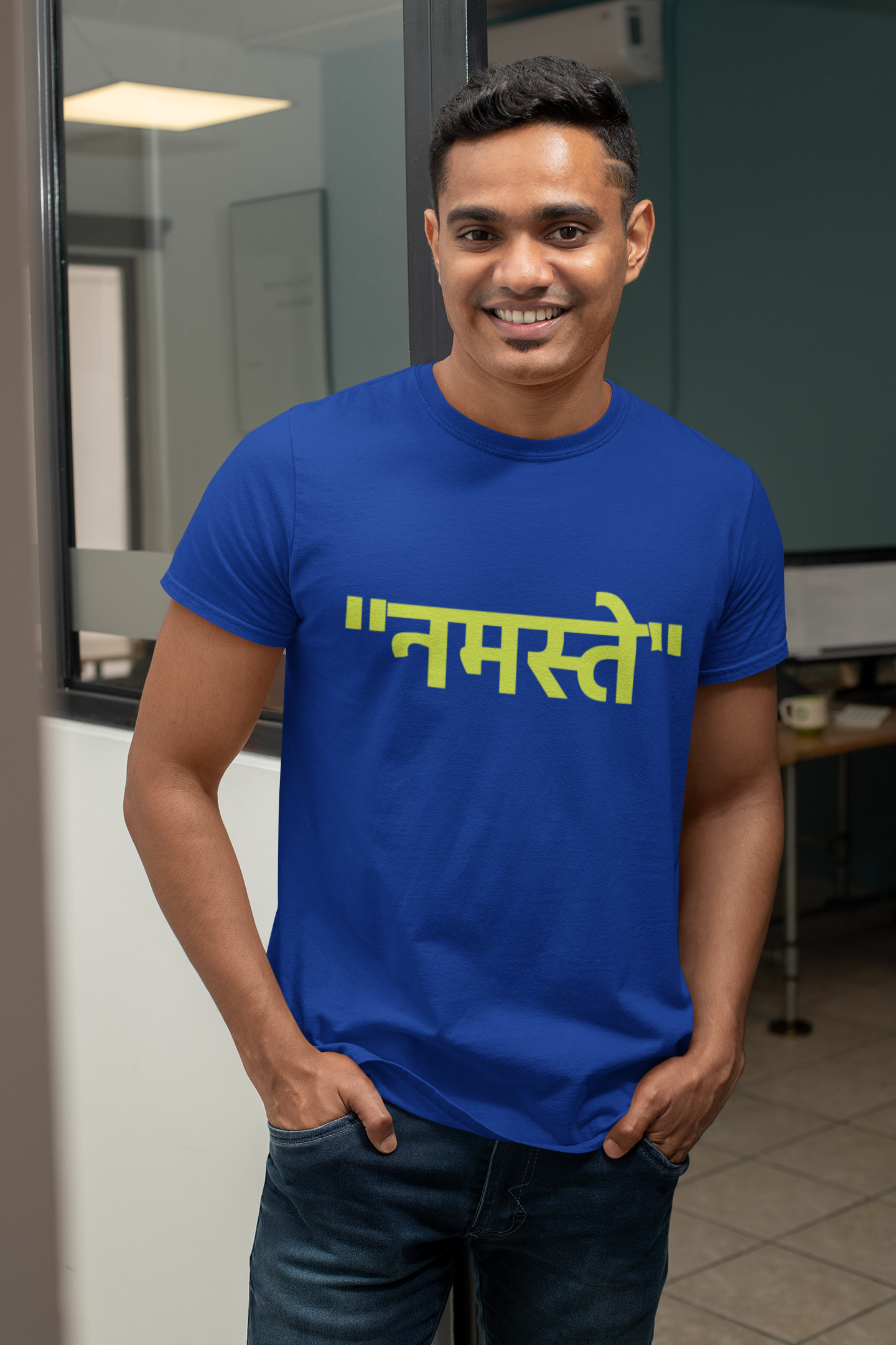 Neon "नमस्ते" - Men's Casual Tee