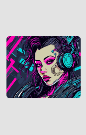 Cyberpunk Female Warrior - Mouse Pad