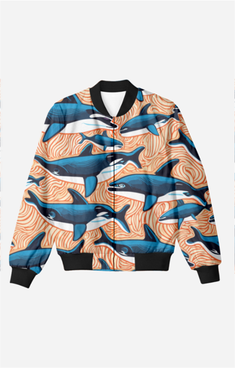 Trippy Killer Whales - Women's AOP Bomber Jacket