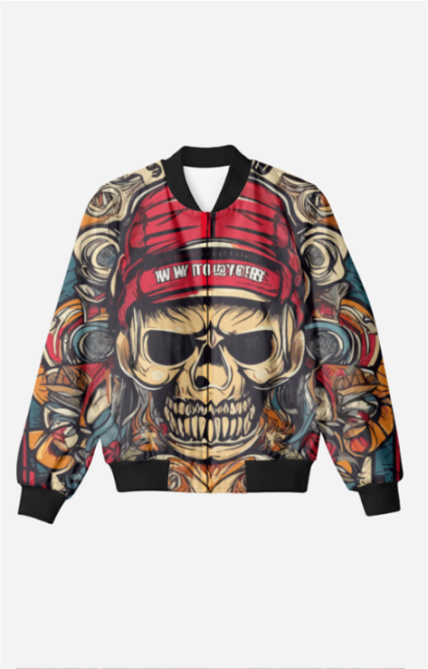 Matte Skull Gangsta - Unisex AOP Bomber Jacket