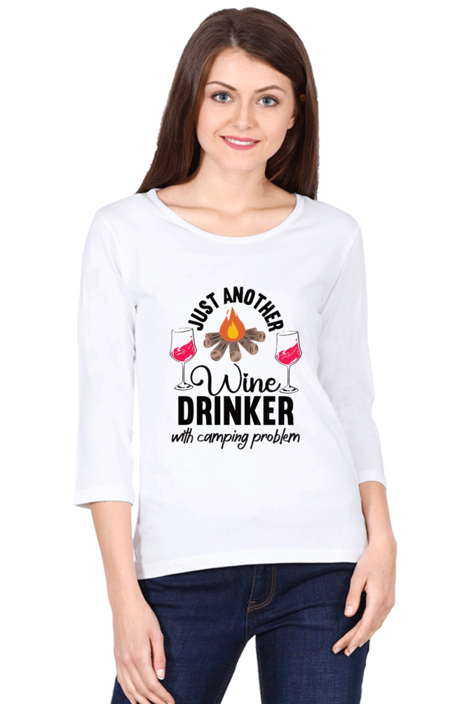 Wine Drinker With Camping Problems - Women's Full Sleeve T-shirt